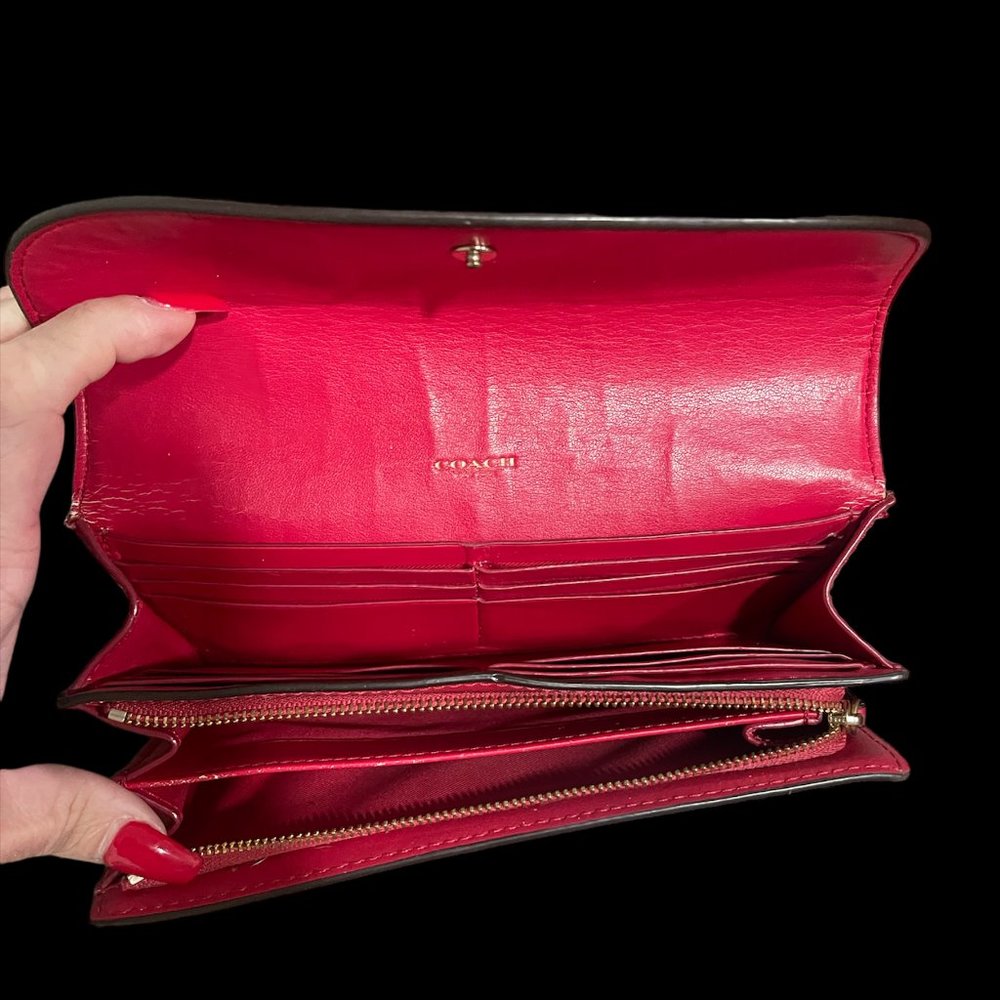 Coach Women's Checkbook Wallet Im/Khaki Bright Pink F57319